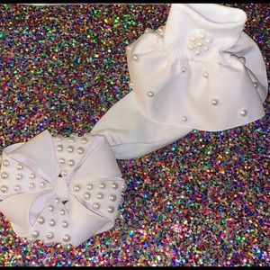 Pearl white set for little girl handmade